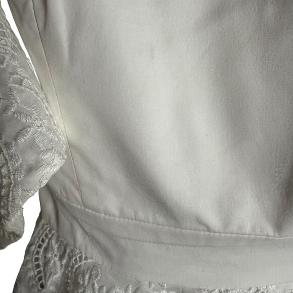 Caroline Constas Irene Ruffle Tiered Off Shoulder White Eyelet Mini Dress Size 4 - Picture 9 of 15